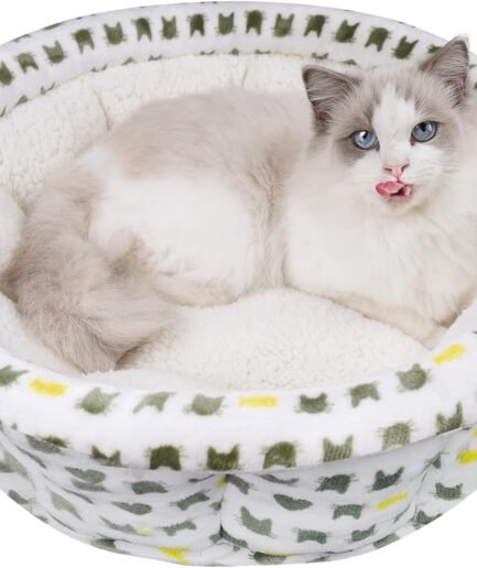 Super Soft Small Dog & Cat Bed, Anti-Anxiety Puppy Cuddler, Cozy Round Fluffy Plush Pet Bed, Machine Washable Faux Fur Donut Cuddler