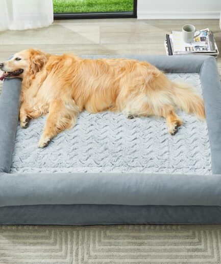 XL Extra Large Dog Bed, Washable Dog Couch with Removable Waterproof Cover, Orthopedic Large Pet Sofa Bed with Bolster Sides for Sleeping